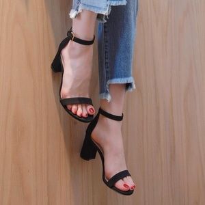 Stuart Weitzman Black Leather Sandals US 8